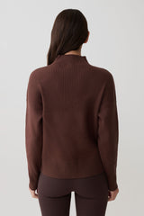 Stanley Ribbed High Neck Jumper - Chocolate
