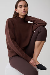 Stanley Ribbed High Neck Jumper - Chocolate