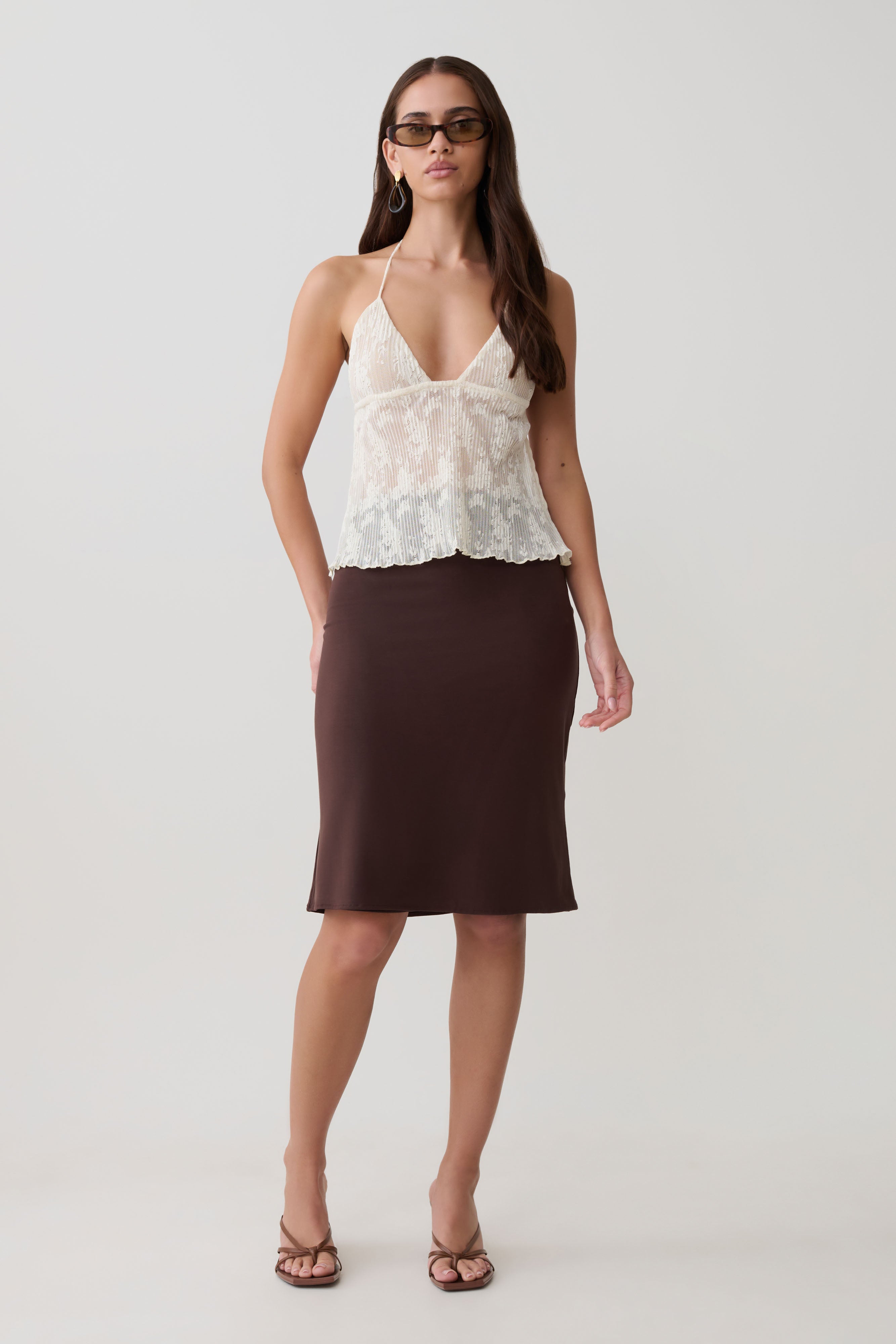 Greer Knee Length Skirt - Espresso