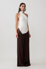 Jemma One Shoulder Tie Top - White