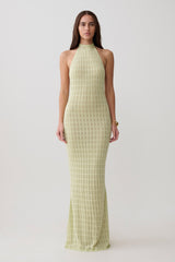 Hayley Halter Knit Maxi Dress - Seafoam