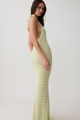 Hayley Halter Knit Maxi Dress - Seafoam