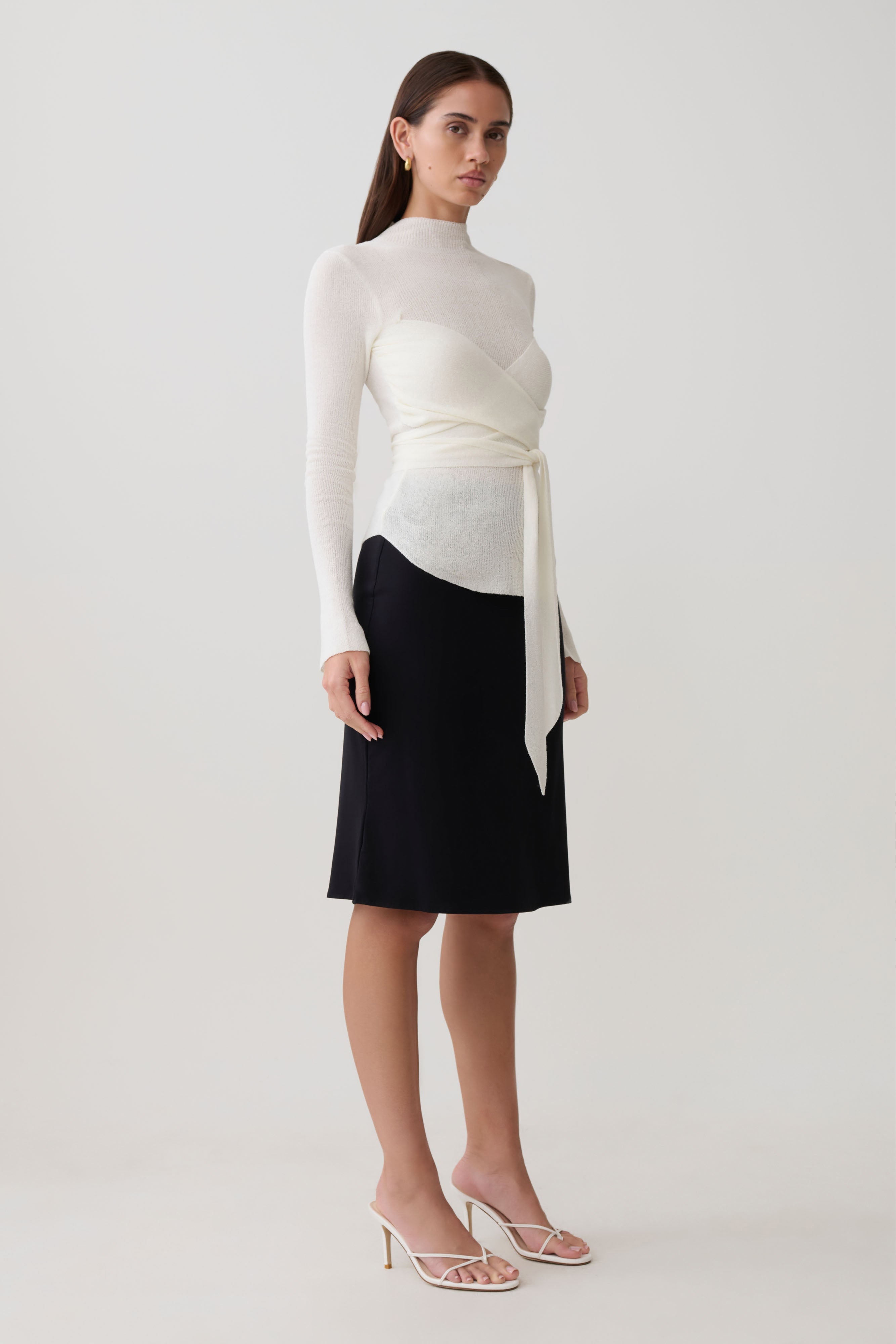 Lawson Wrap Knit Long Sleeve Top - White
