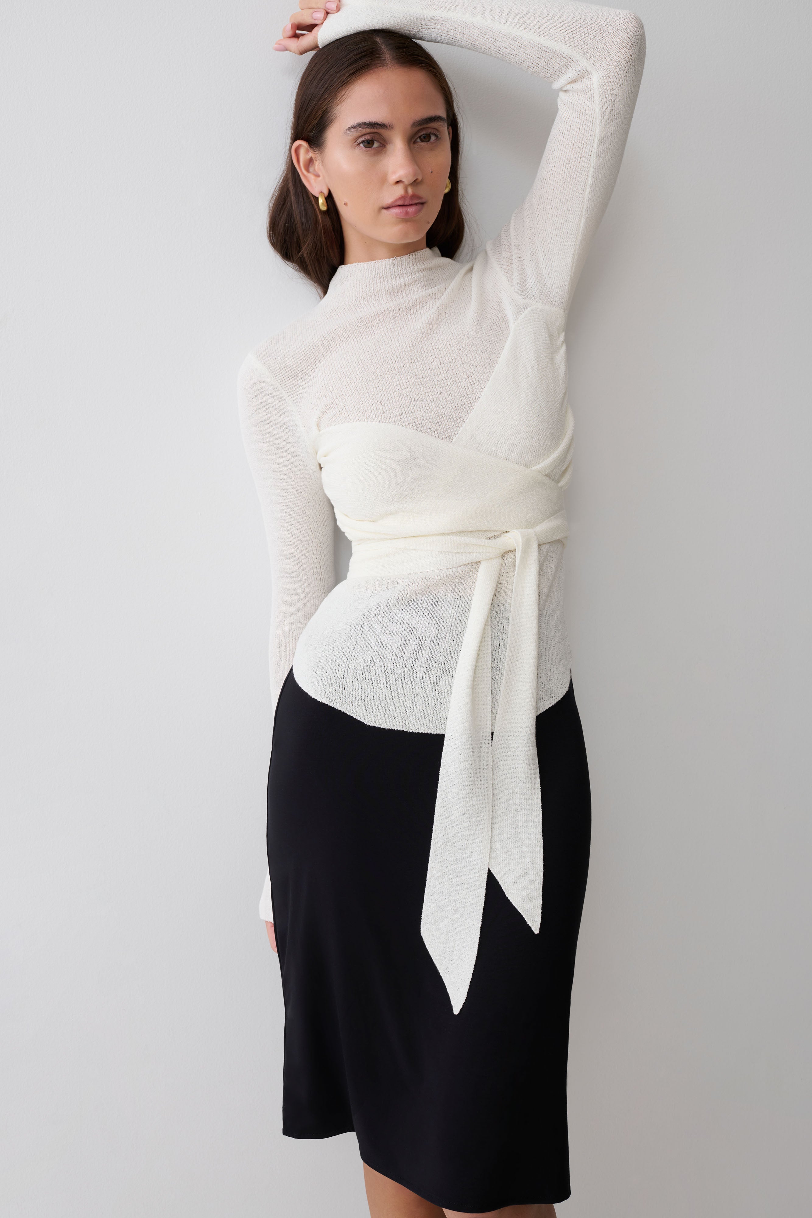 Lawson Wrap Knit Long Sleeve Top - White