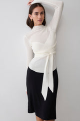 Lawson Wrap Knit Long Sleeve Top - White