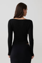 Coraline Long Sleeve Sheer Top - Black