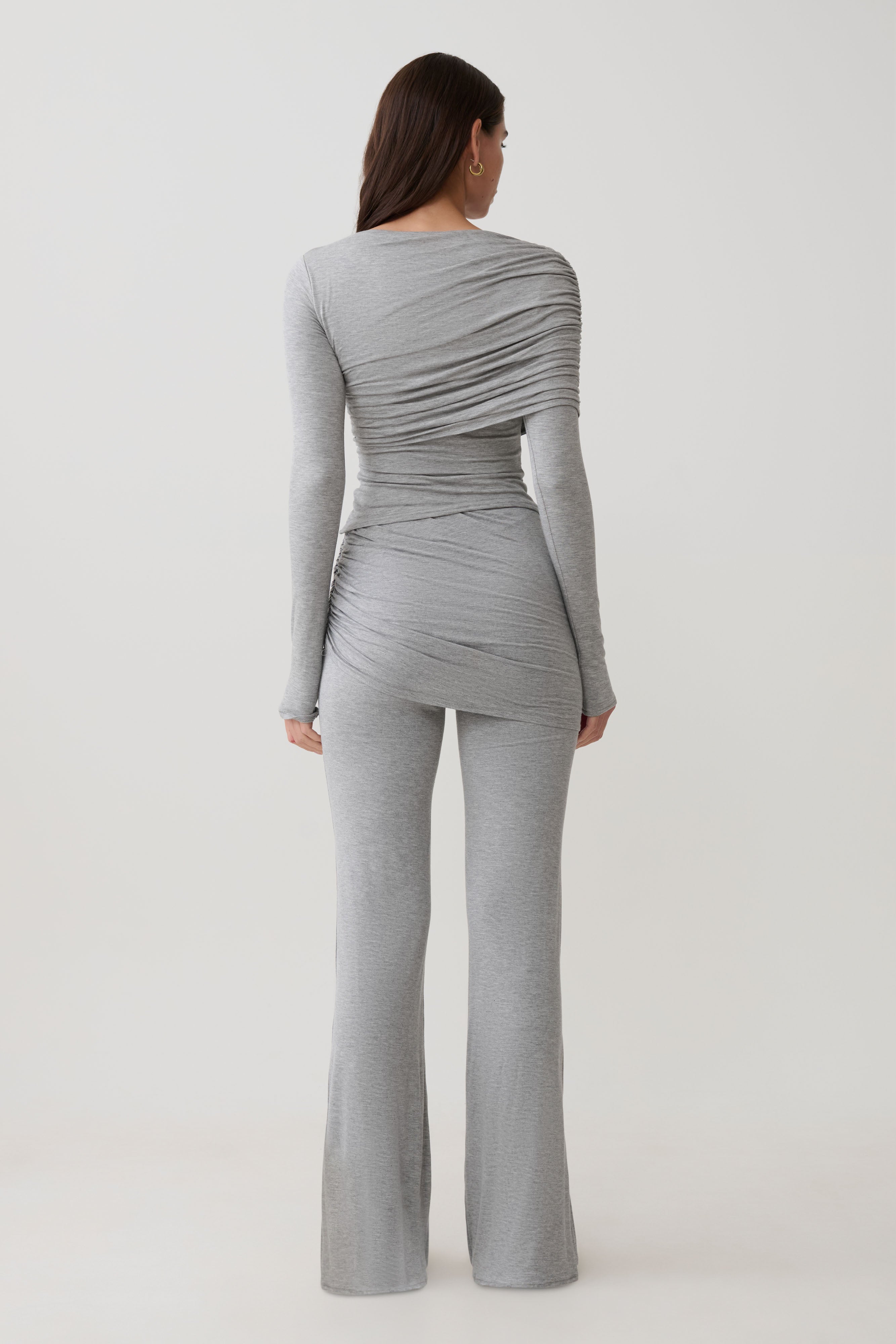 Keaton Modal Straight Leg Overlay Pant - Grey Marle