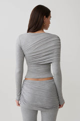 Keaton Modal Long Sleeve Overlay Top - Grey Marle