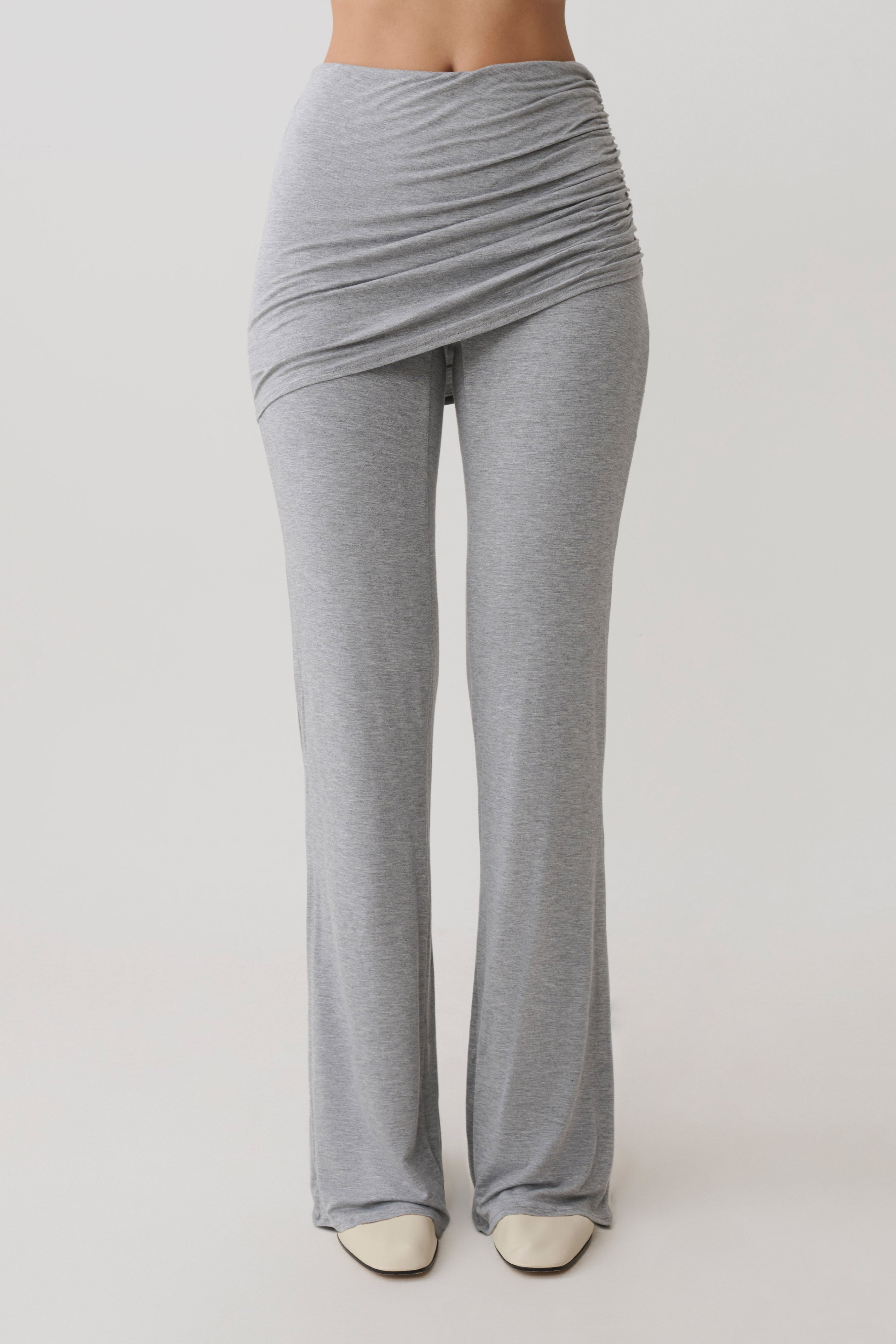 Keaton Modal Straight Leg Overlay Pant - Grey Marle