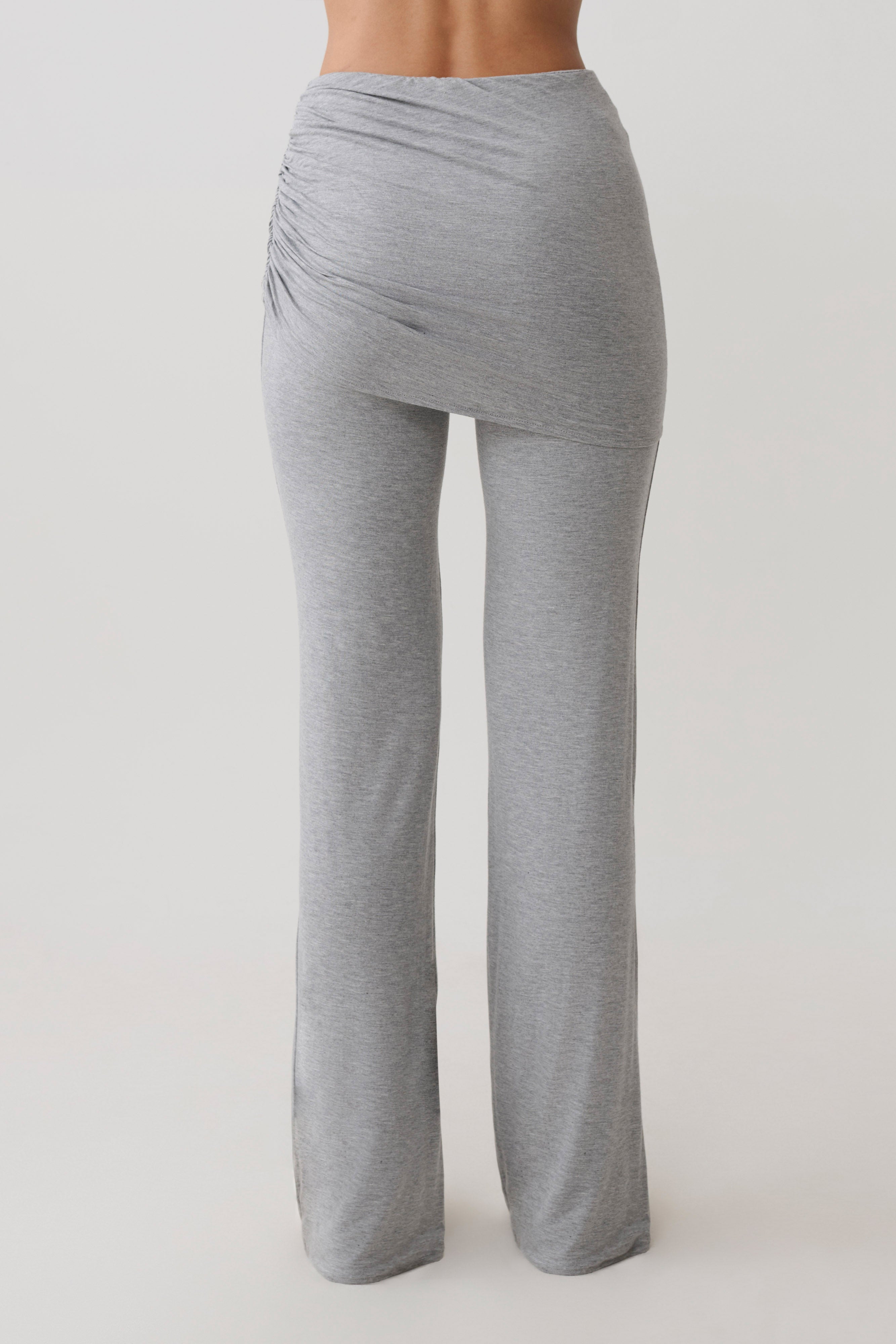 Keaton Modal Straight Leg Overlay Pant - Grey Marle