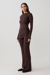 Keaton Modal Long Sleeve Overlay Top - Espresso