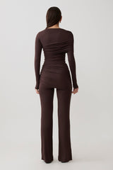 Keaton Modal Straight Leg Overlay Pant - Espresso