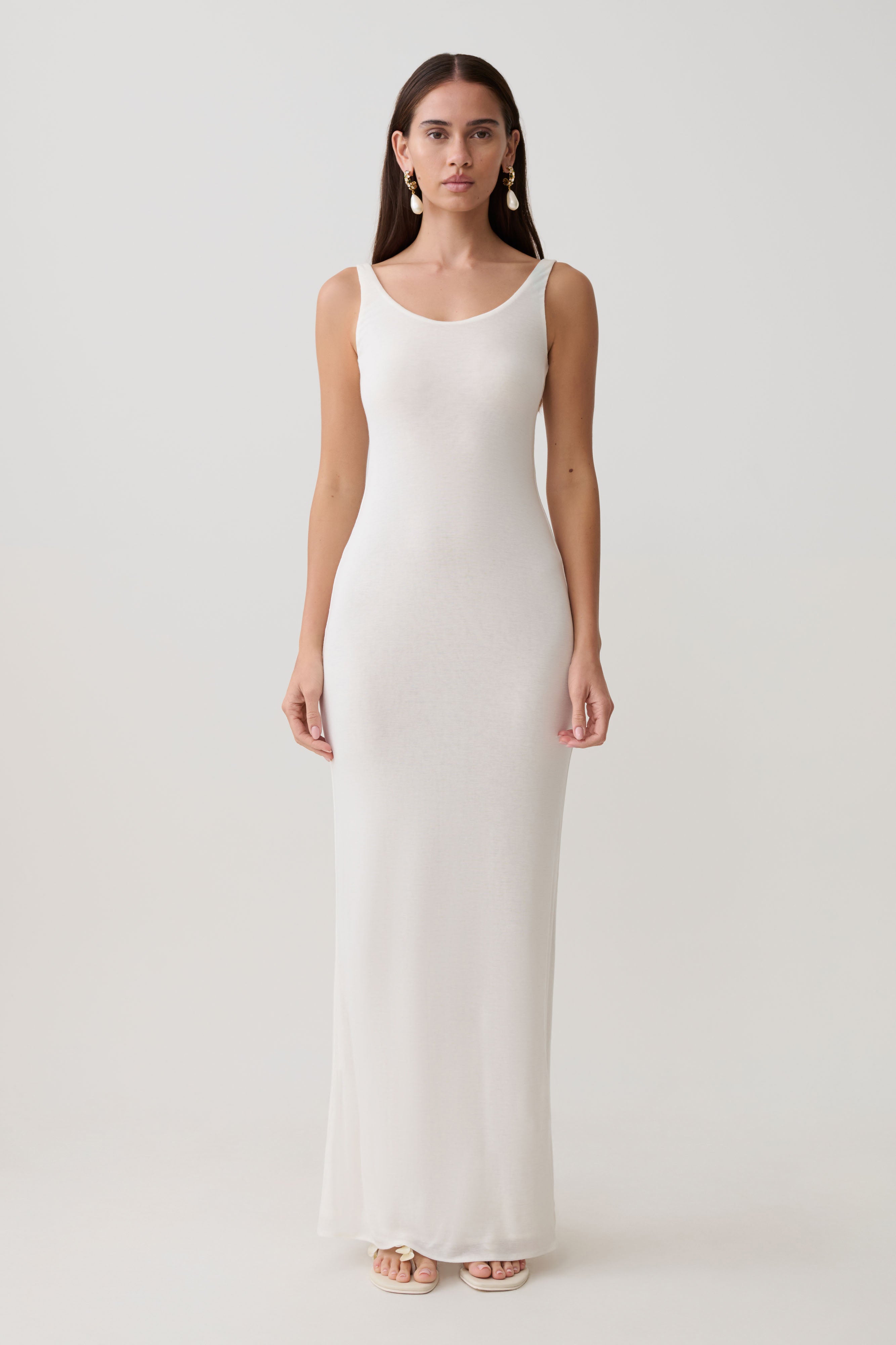 Gwenaelle Scoop Neck Jersey Maxi Dress - White