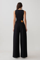 Bobby Oversized Jean With Front Pleat - Black