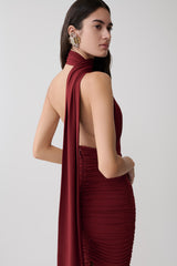 Giannie Draped Midi Dress - Merlot