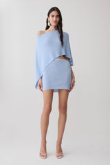 Loura Mid Rise Knit Mini Skirt - Cornflower Blue