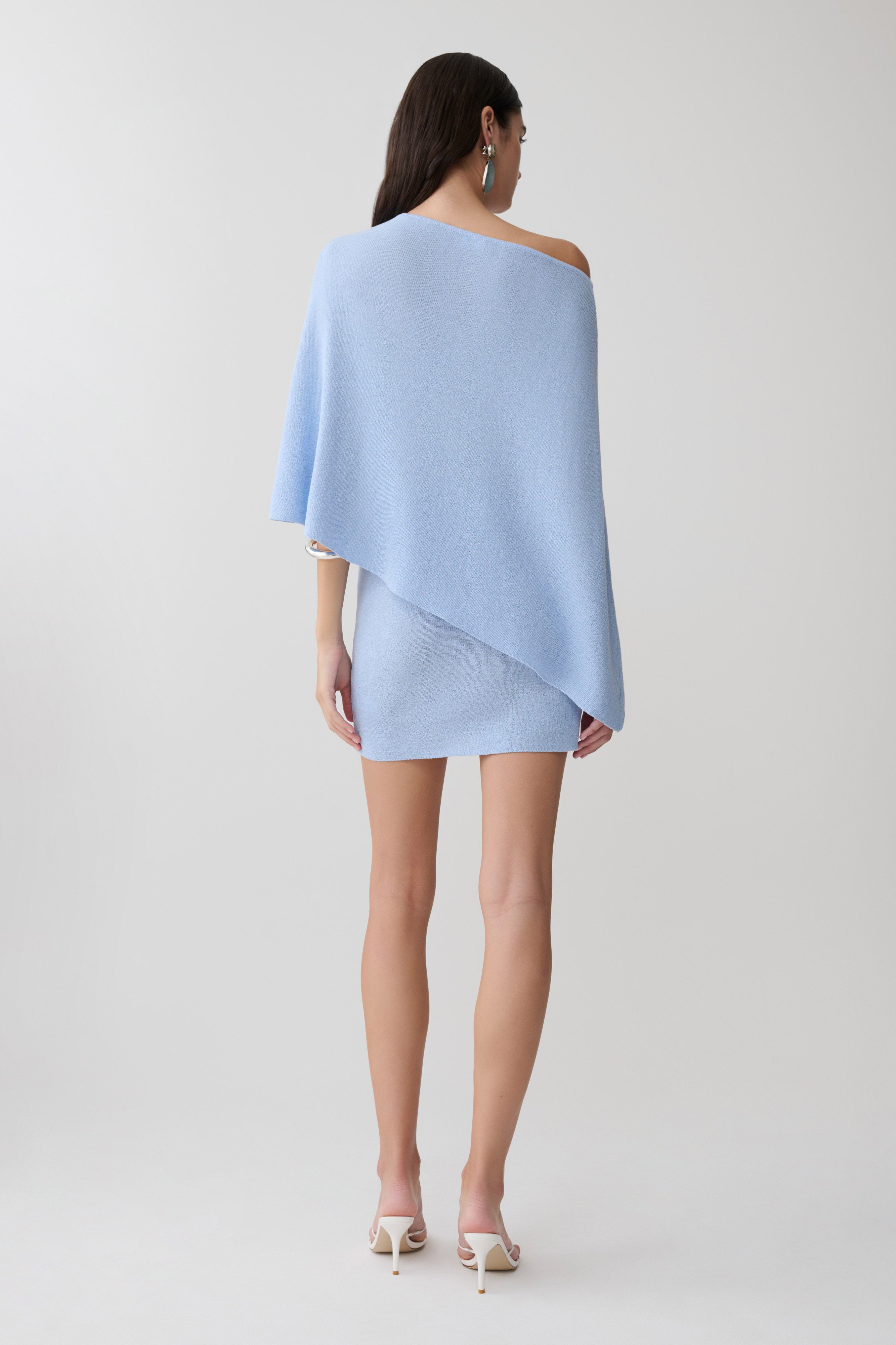 Loura Mid Rise Knit Mini Skirt - Cornflower Blue