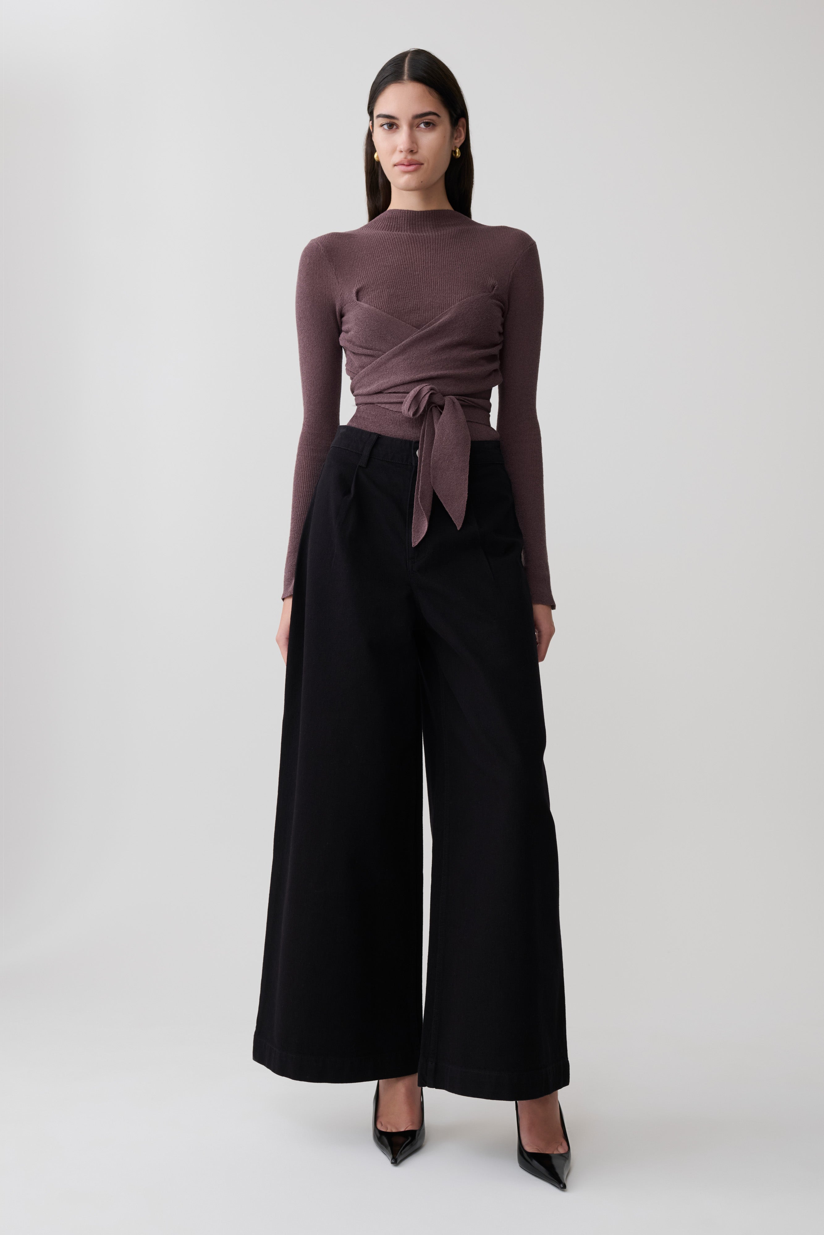 Lawson Wrap Knit Long Sleeve Top - Peppercorn