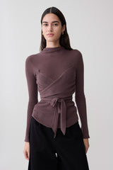 Lawson Wrap Knit Long Sleeve Top - Peppercorn
