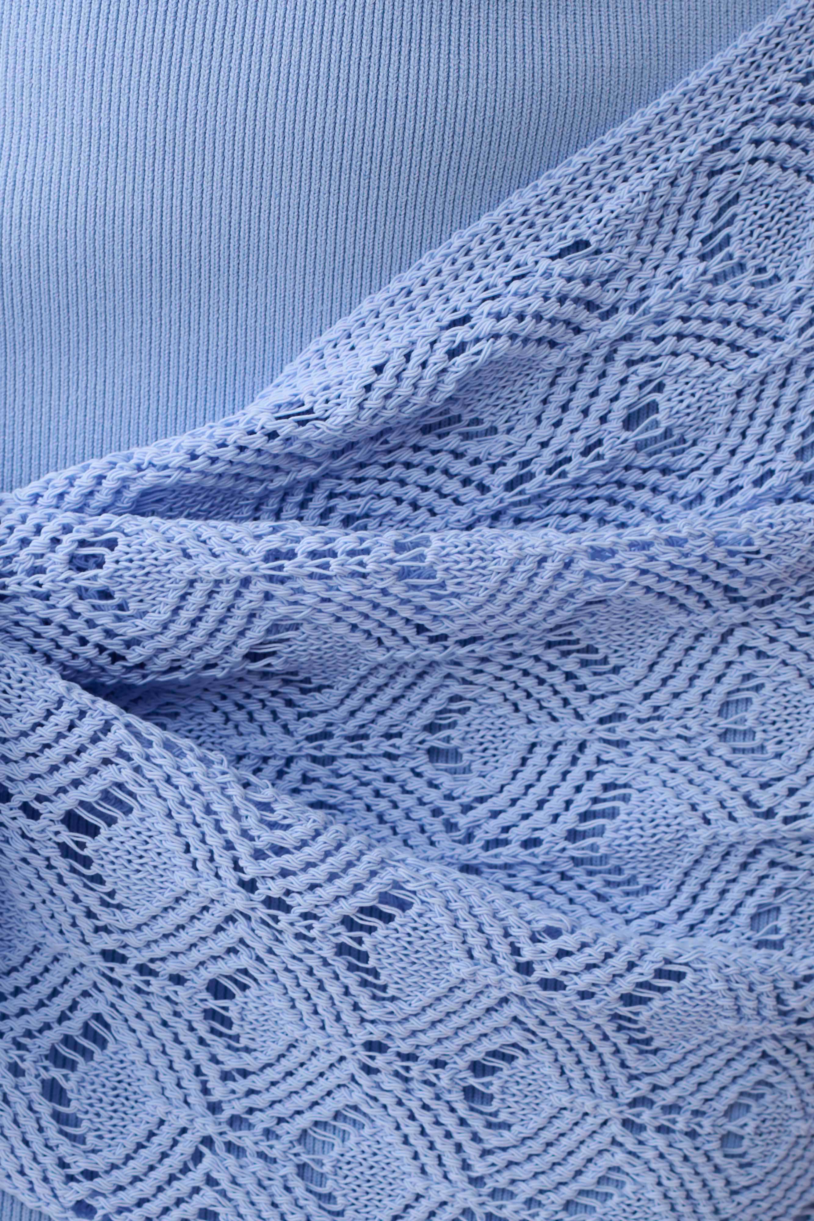 Mollie Mini Dress With Crochet Overlay - Cornflower Blue