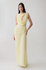 Oria Chiffon Maxi Dress - Pastel Lemon