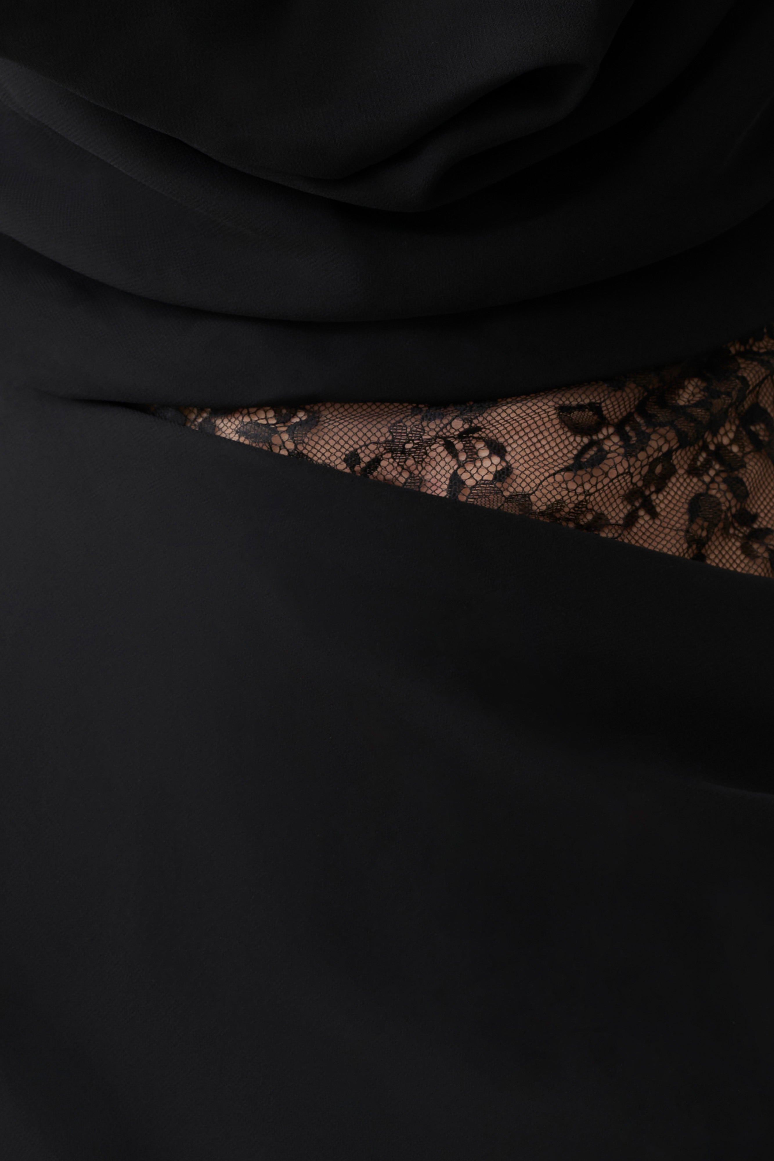 Arra Chiffon And Lace Halter Mini Dress - Black