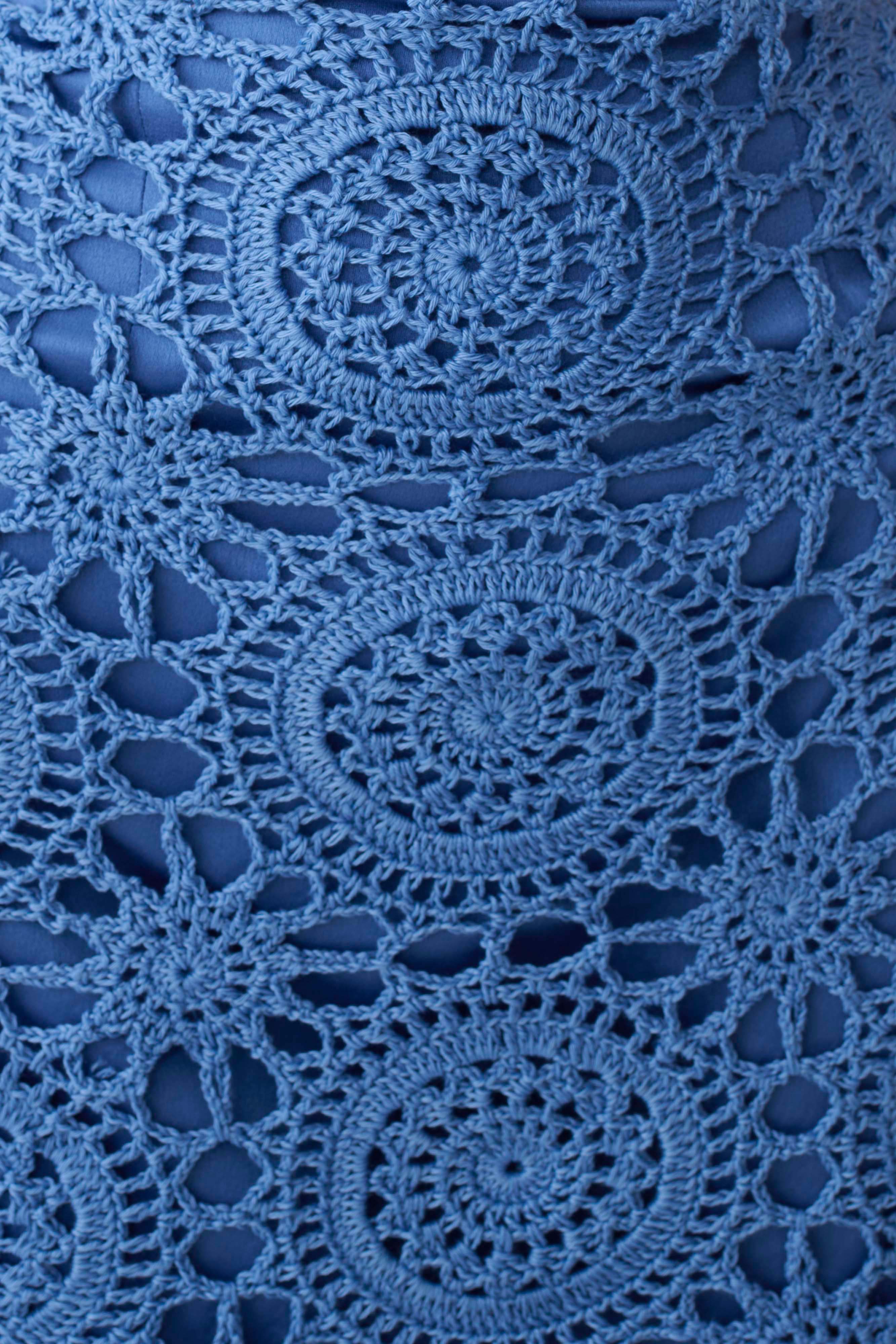 Stasia Strapless Crochet Mini Dress - Periwinkle