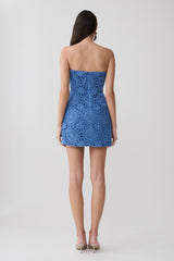 Stasia Strapless Crochet Mini Dress - Periwinkle