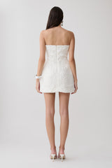 Stasia Strapless Crochet Mini Dress - White