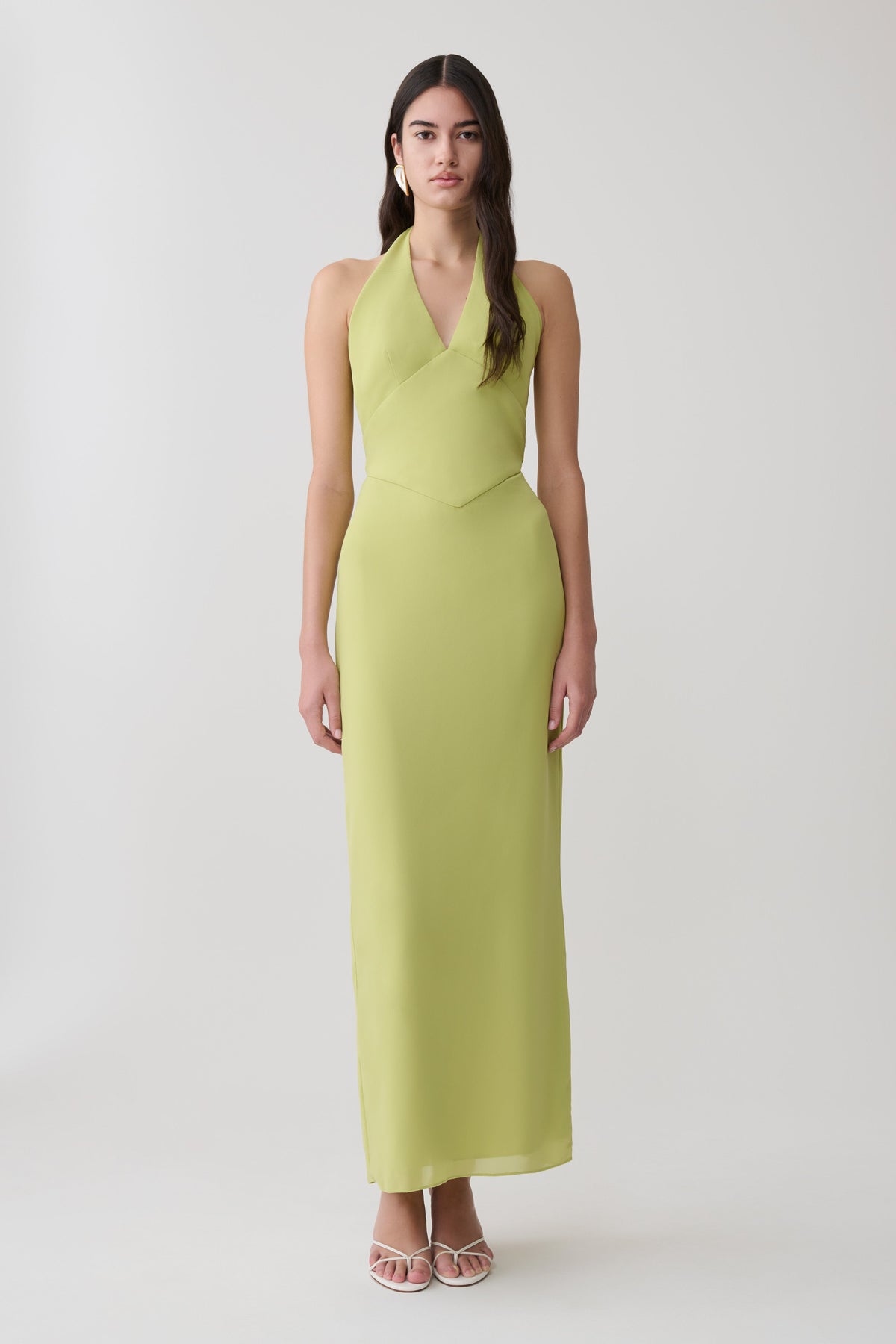 Valentina Chiffon Halter Maxi Dress - Pistachio