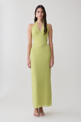 Valentina Chiffon Halter Maxi Dress - Pistachio
