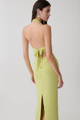 Valentina Chiffon Halter Maxi Dress - Pistachio