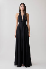 Rebecca Halter Buttoned Maxi Dress - Black