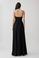 Rebecca Halter Buttoned Maxi Dress - Black