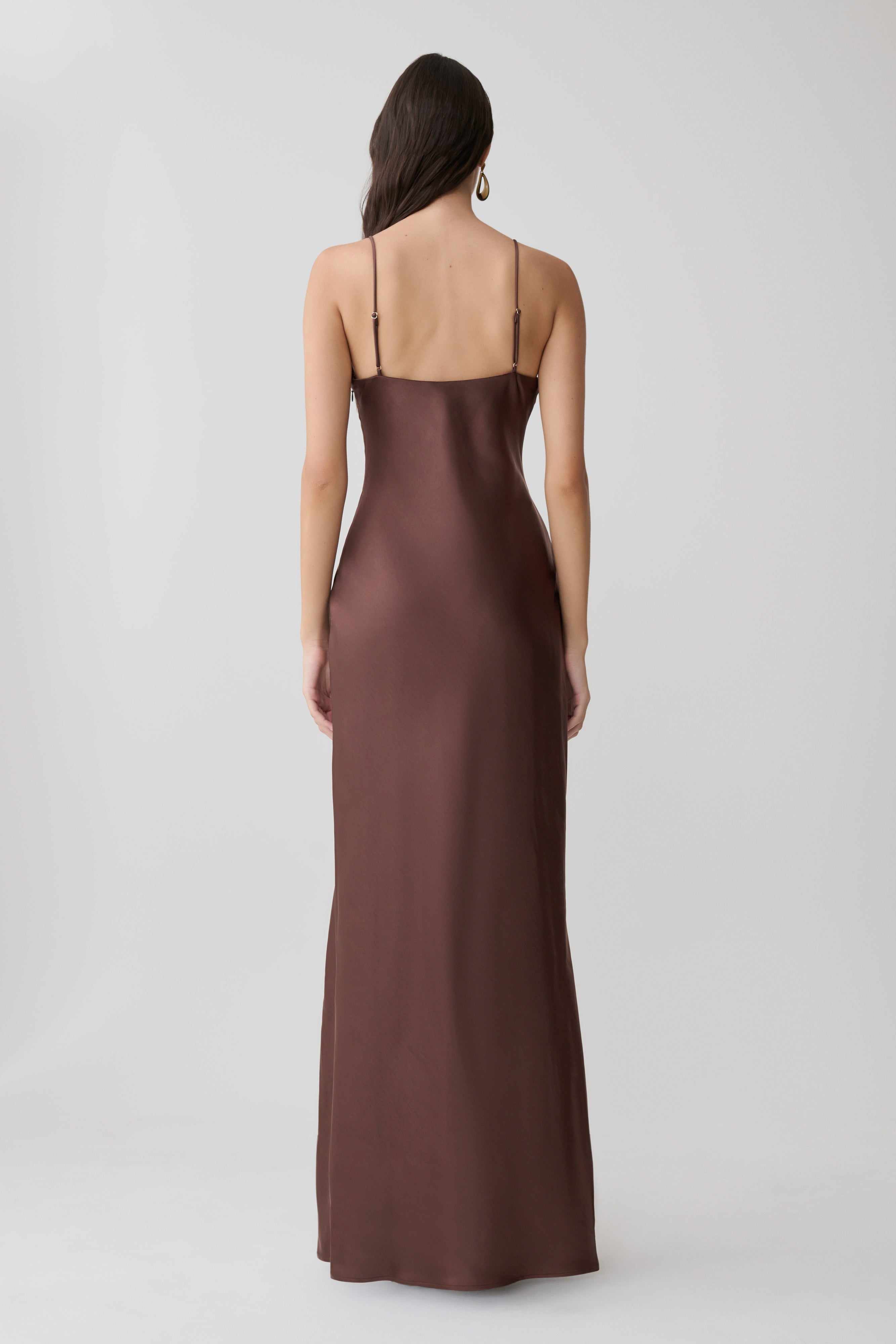 Martinne Chiffon Cape Maxi Dress - Mocha