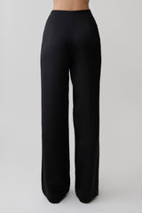 Sydney Straight Leg Satin Pants - Black