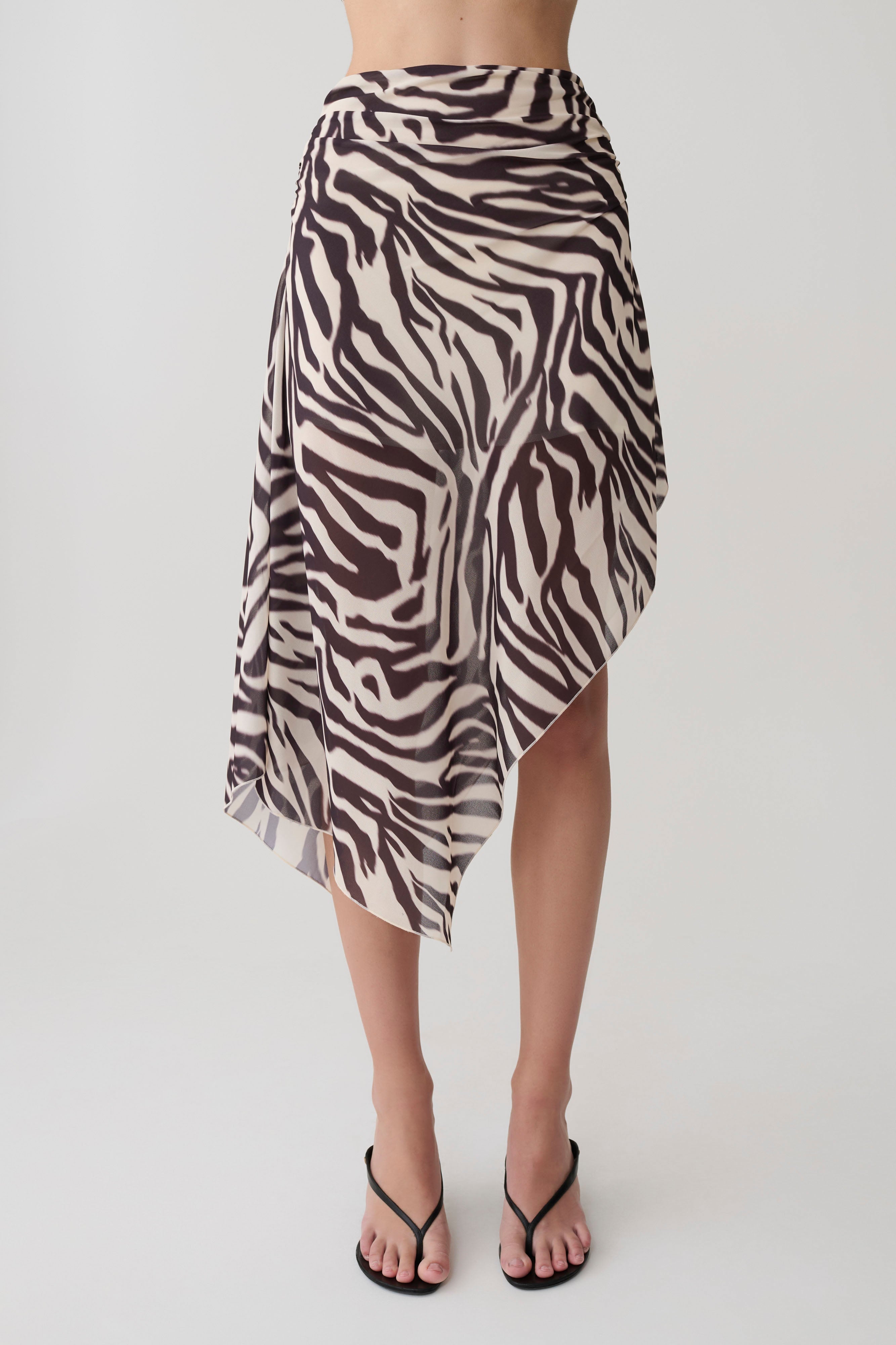 Lana Chiffon Midi Skirt - Abstract Zebra Print