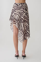 Lana Chiffon Midi Skirt - Abstract Zebra Print
