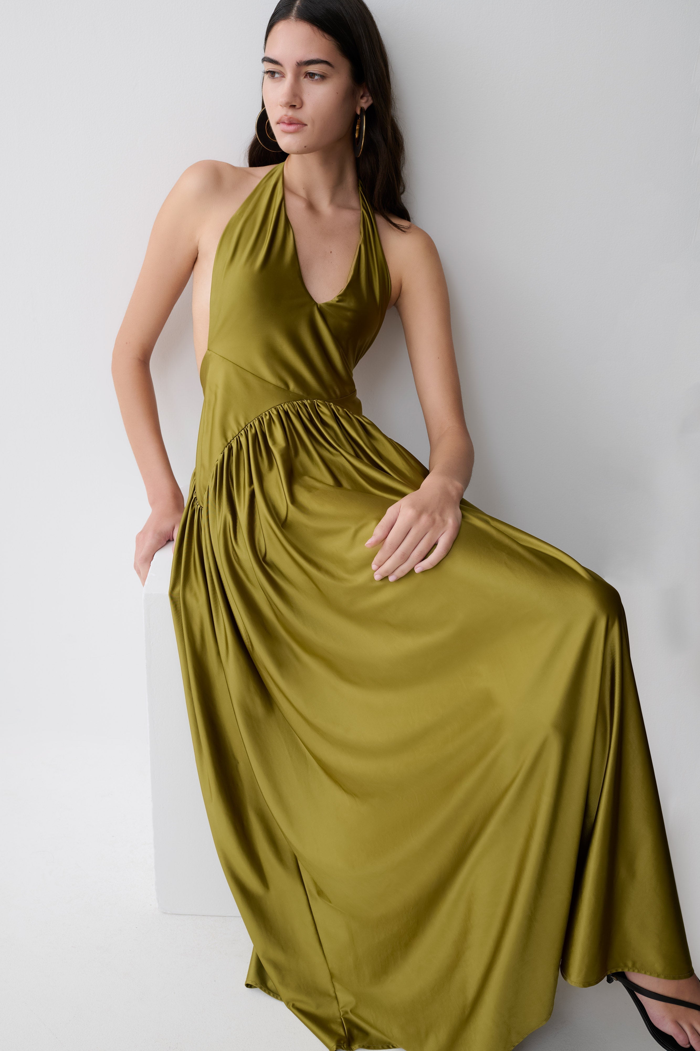 Cypress Halter Maxi Dress - Olive