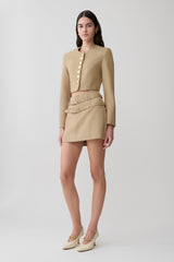 Marielle Button Up Cropped Jacket - Taupe