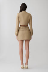 Marielle Button Up Cropped Jacket - Taupe