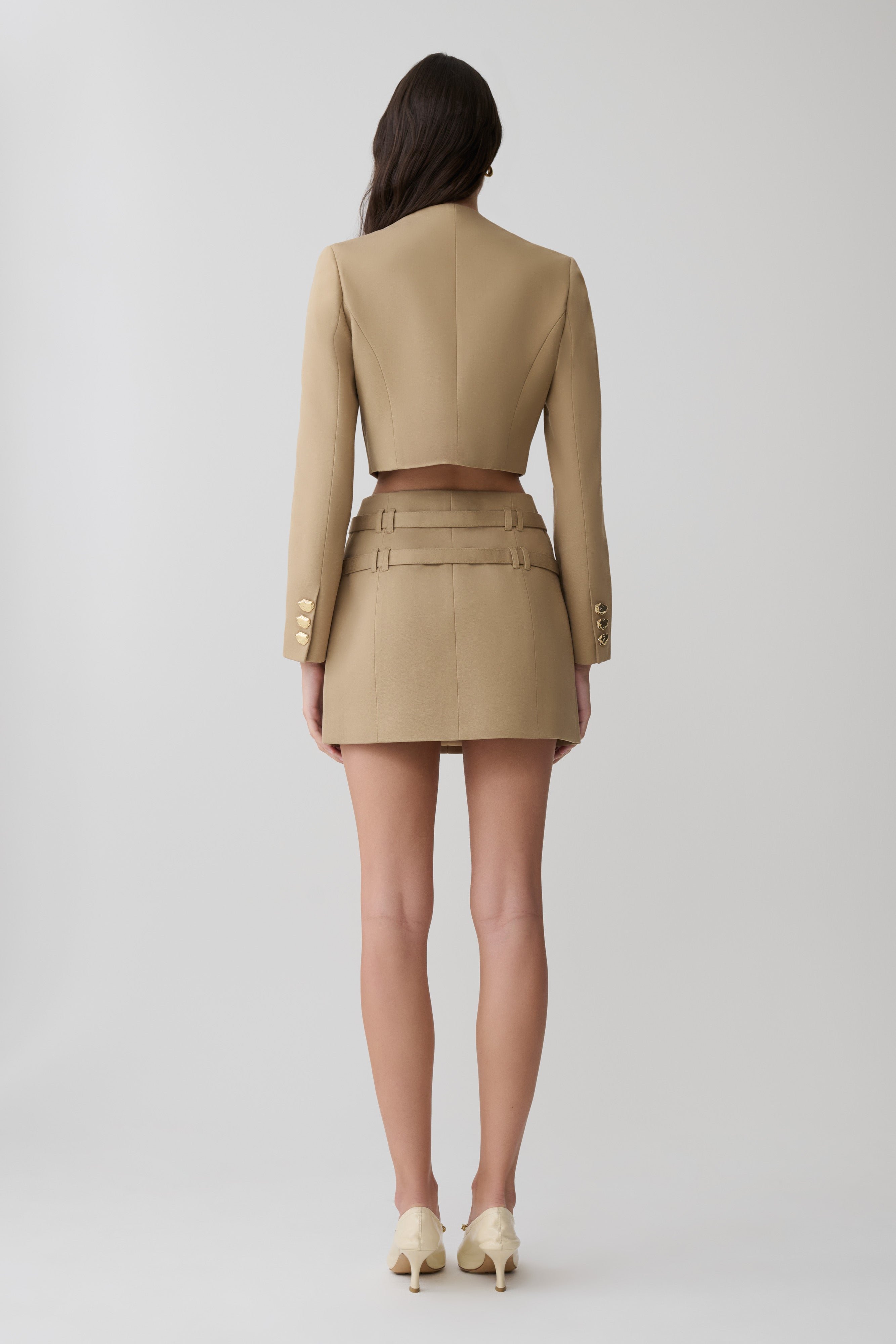 Marielle Double Belt Mini Skirt - Taupe