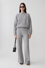 Evan Knit Wide Leg Pants - Grey Marle