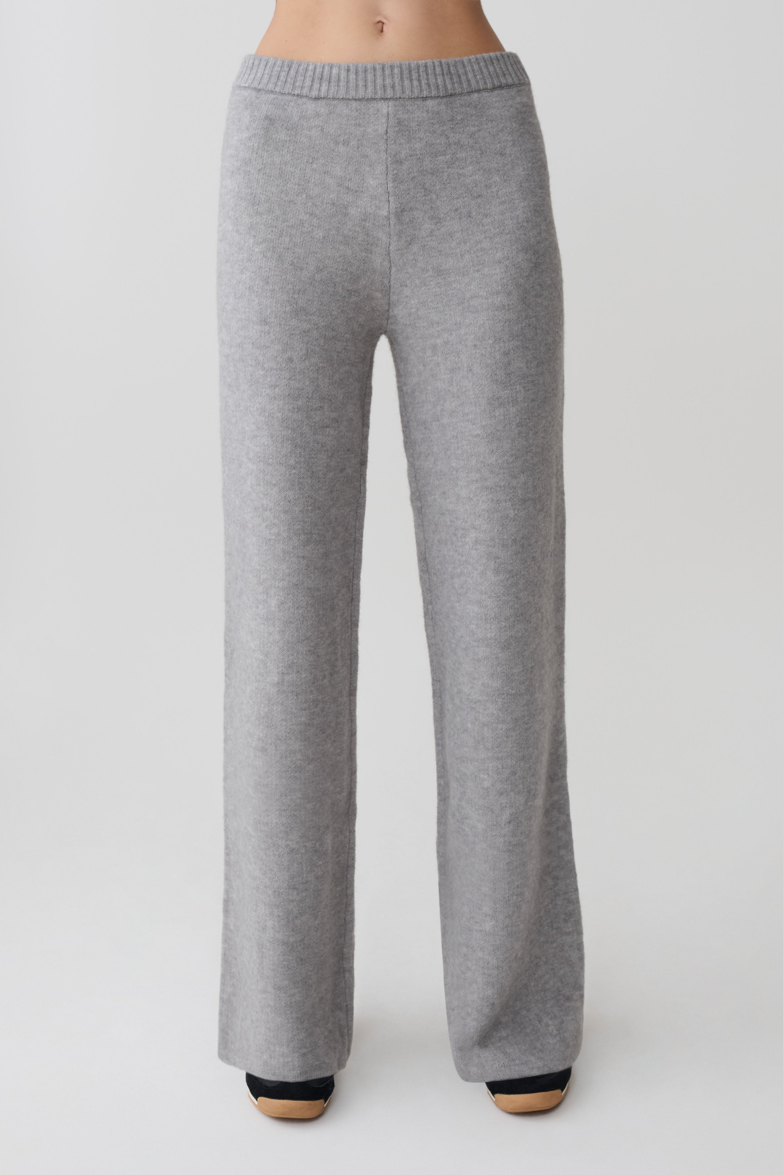 Evan Knit Wide Leg Pants - Grey Marle