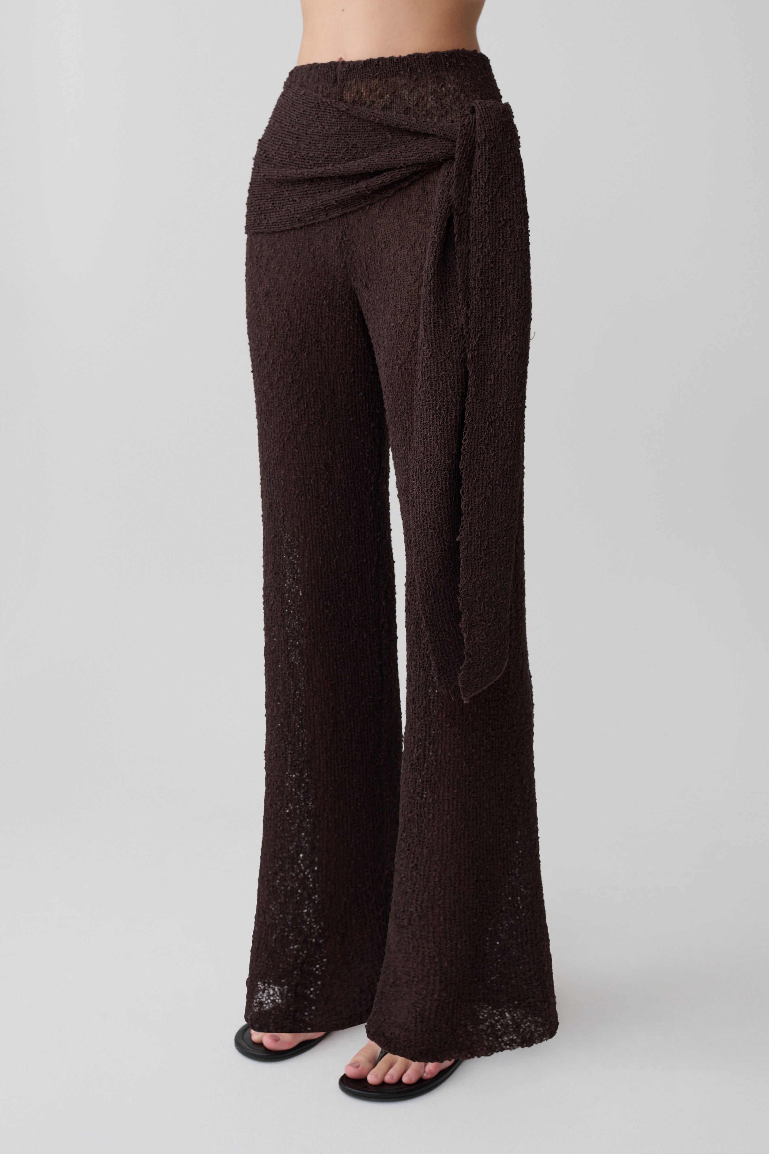 Mattais Boucle Knit Pants - Dark Chocolate