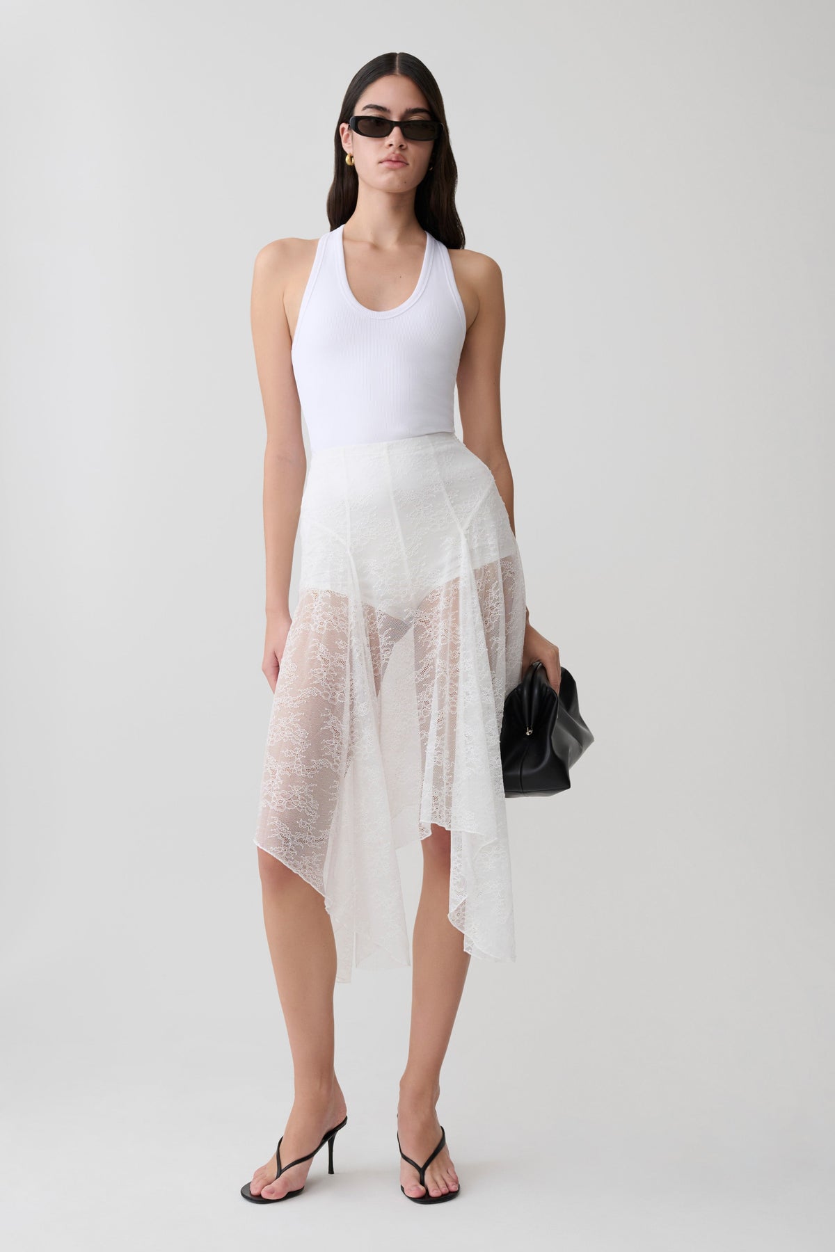 Haime Lace Hankie Midi Skirt - Ivory