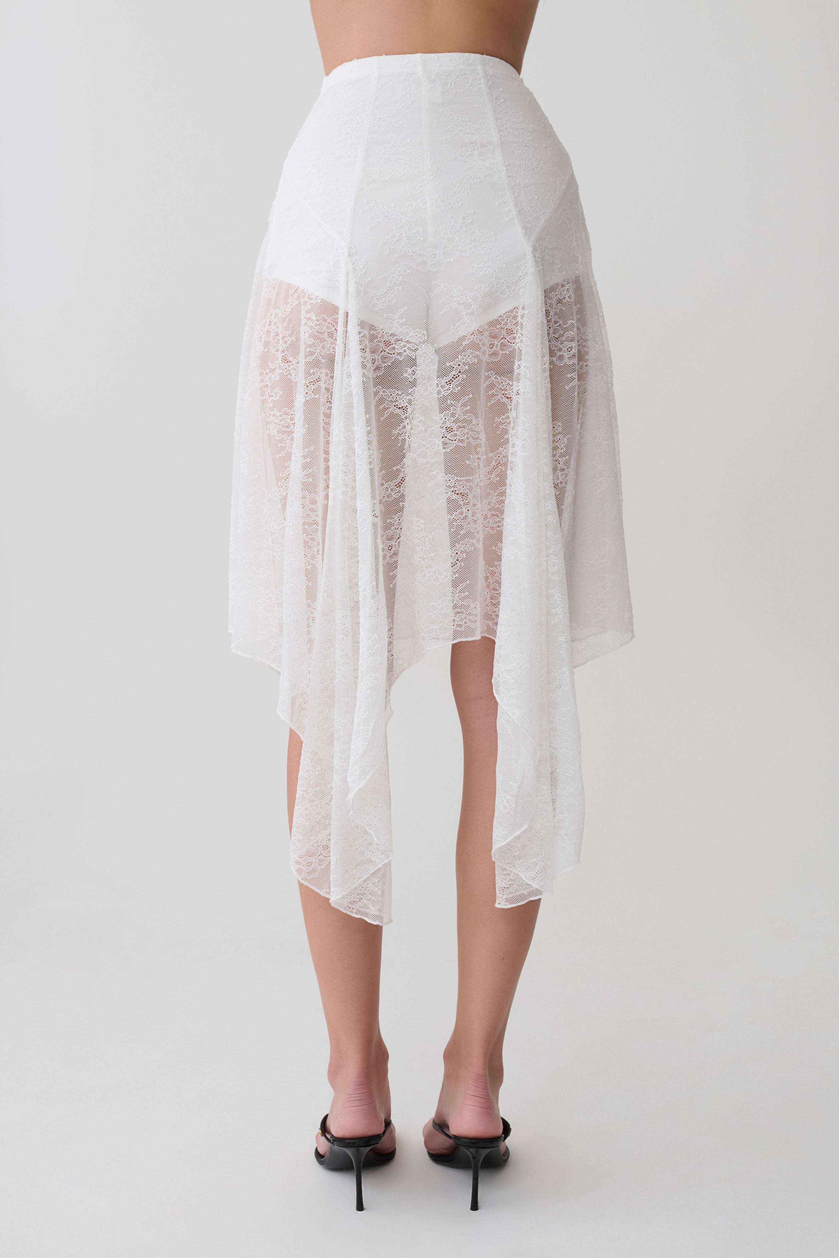 Haime Lace Hankie Midi Skirt - Ivory