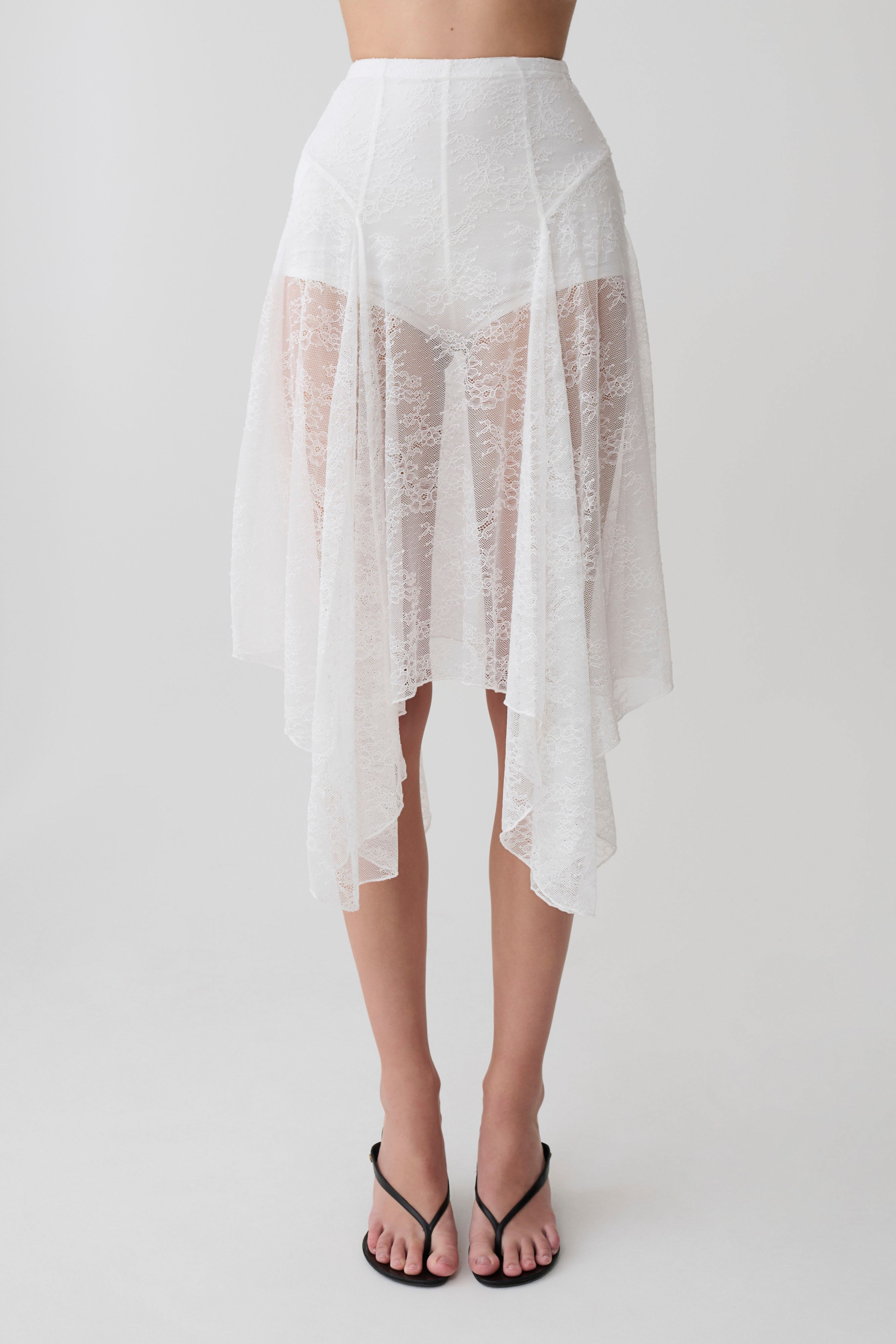 Haime Lace Hankie Midi Skirt - Ivory