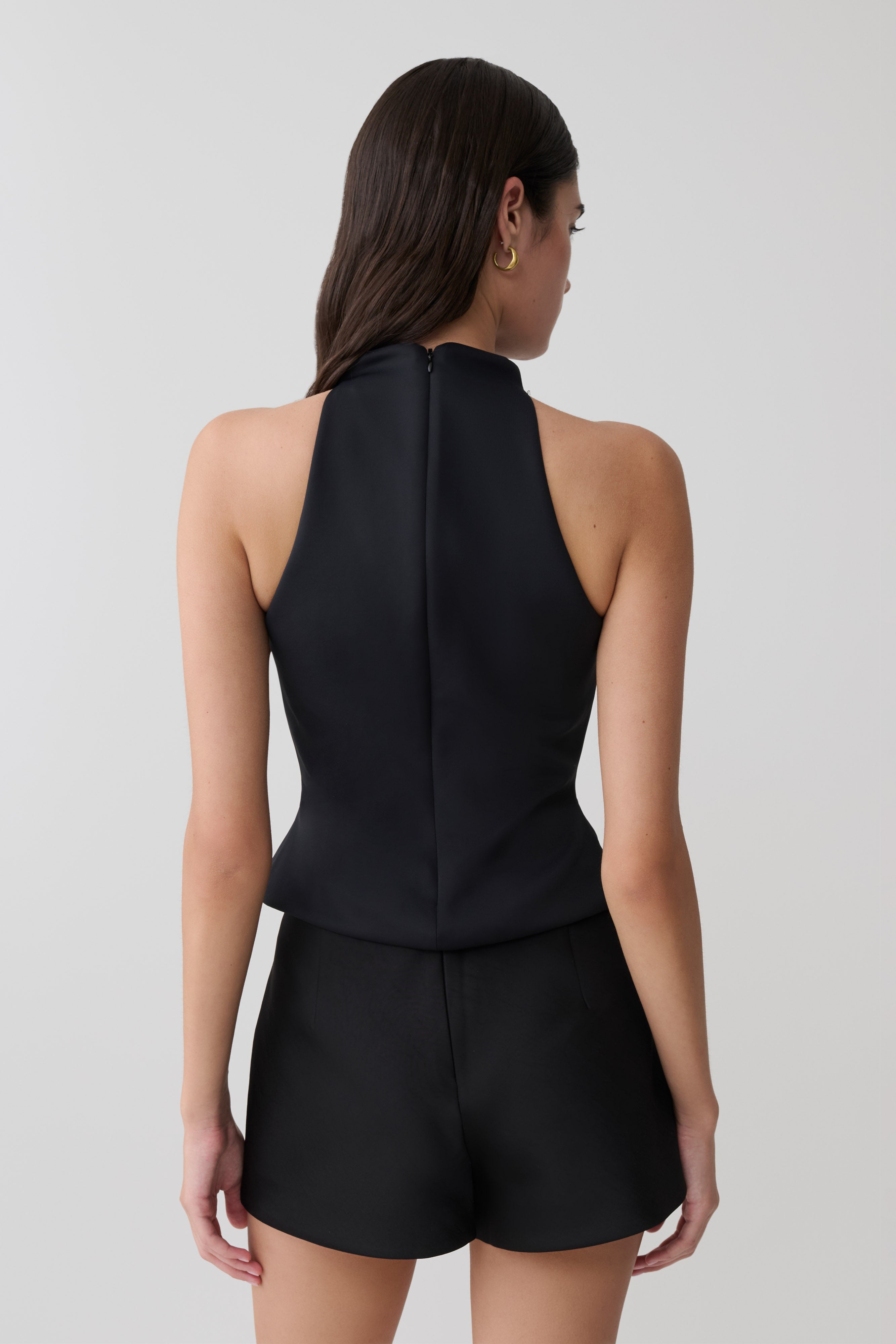 Portia Scuba Sleeveless Top - Black