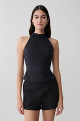Portia Scuba Sleeveless Top - Black